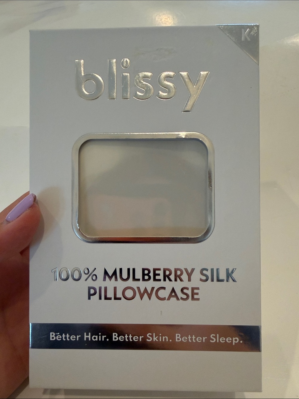 NWT Blissy 100% Mulberry Silk Pillowcase King 20”x36” Ivory White Single